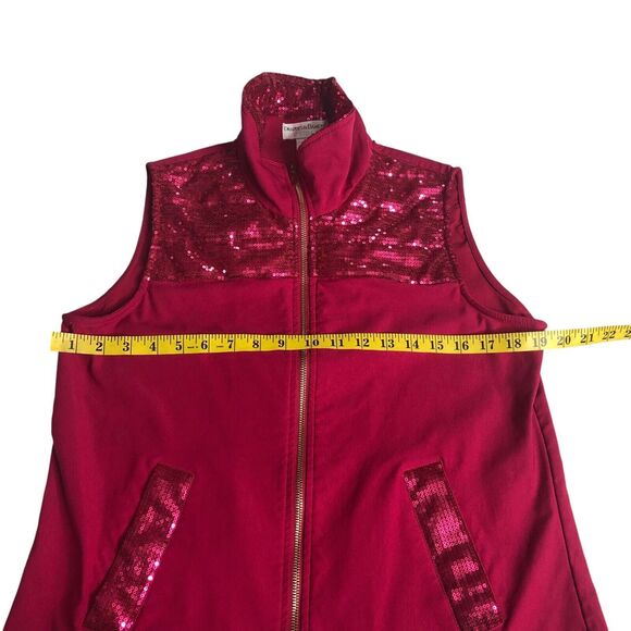 Drapers & Damons Vest Womens Petite Small Pink Sequin Full Zip Stretch Classic - Picture 9 of 10